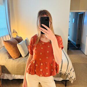 Blu Pepper Polka Dot Short Sleeve Top
